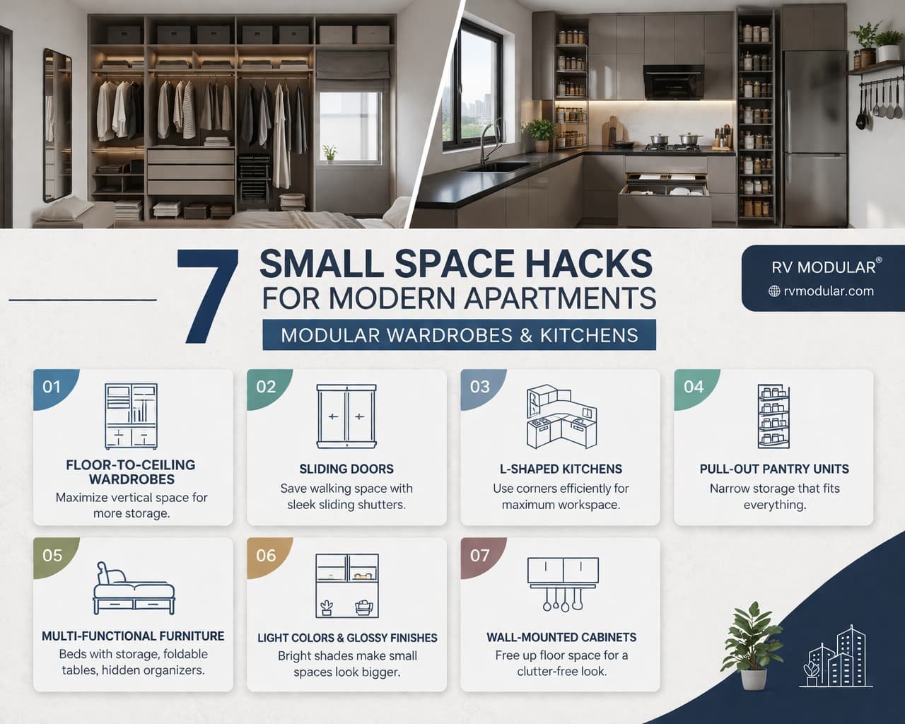 7 Small Space Hacks for Modern Apartments: Modular Wardrobes and Kitchens